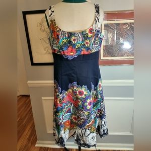 Nine West fit and flare flowered dress, dark blue in the middle